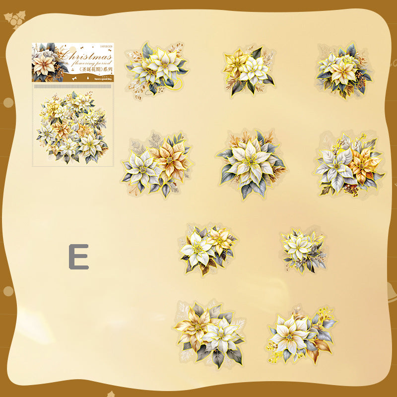 Christmas Flower Stickers 10pcs