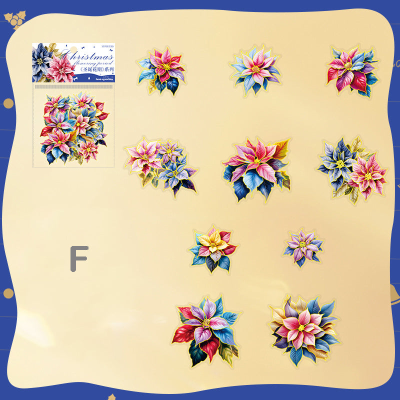 Christmas Flower Stickers 10pcs