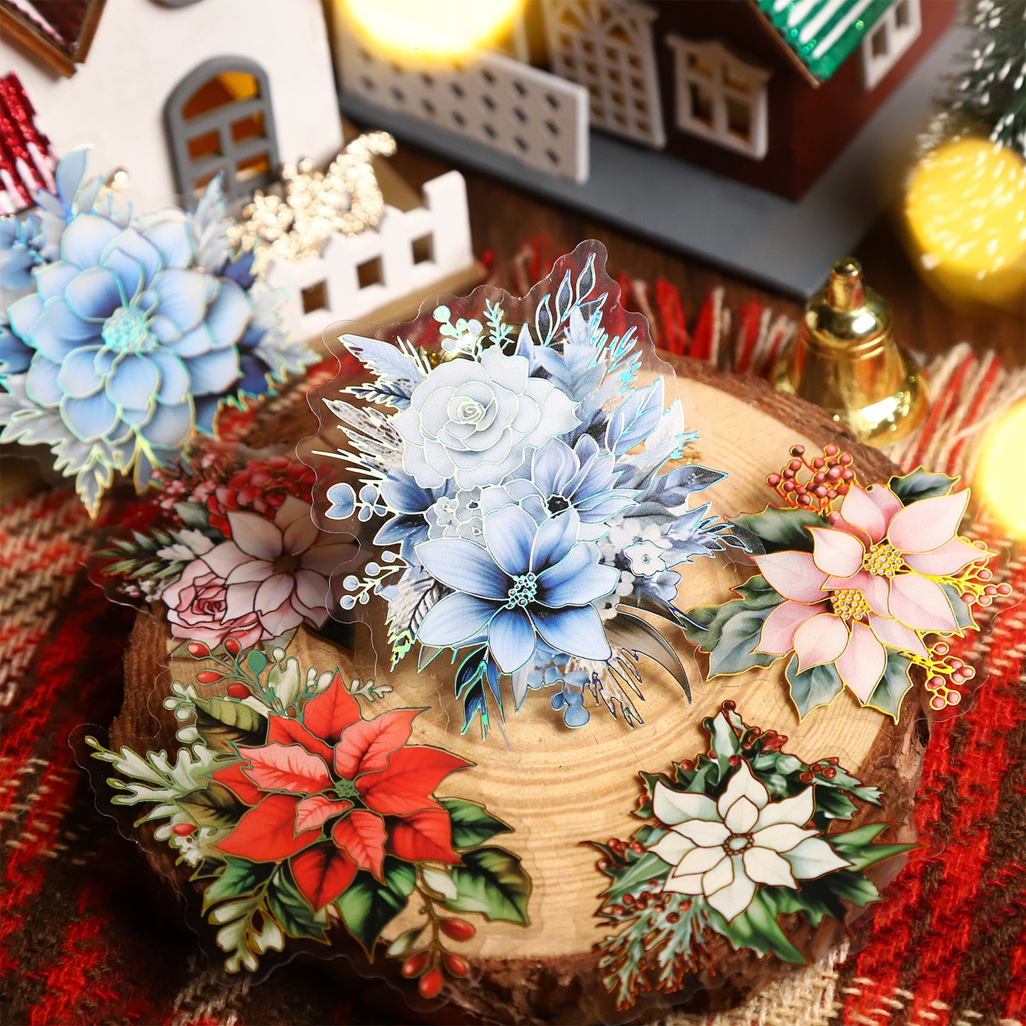 Christmas Flower Stickers 10pcs