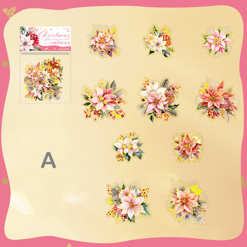 Christmas Flower Stickers 10pcs