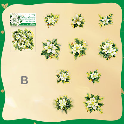 Christmas Flower Stickers 10pcs