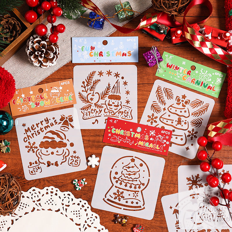 Christmas Theme Reusable Painting Stencils 6pcs