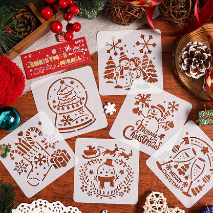 Christmas Theme Reusable Painting Stencils 6pcs