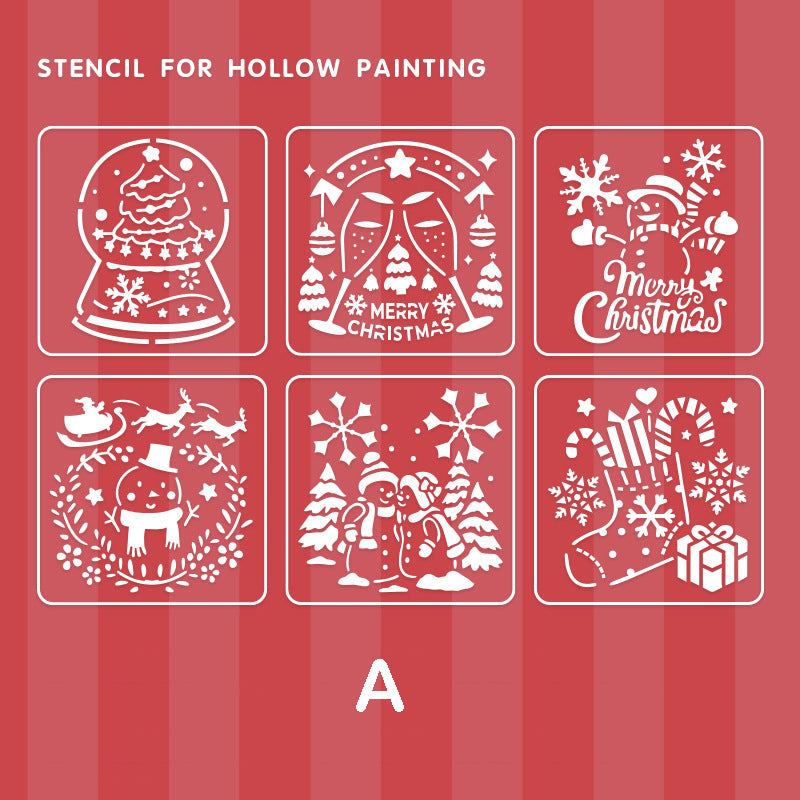 Christmas Theme Reusable Painting Stencils 6pcs