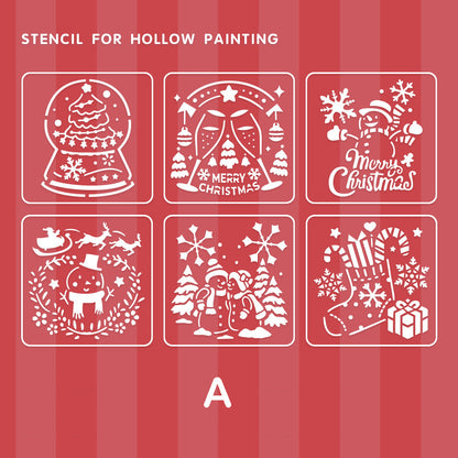 Christmas Theme Reusable Painting Stencils 6pcs