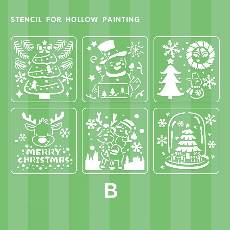 Christmas Theme Reusable Painting Stencils 6pcs