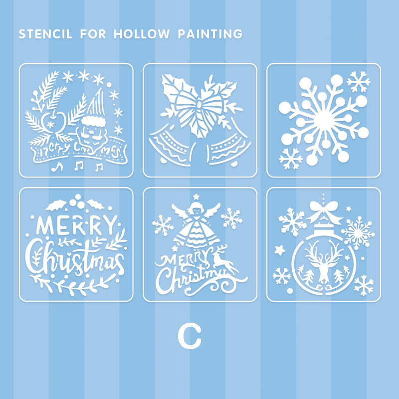 Christmas Theme Reusable Painting Stencils 6pcs