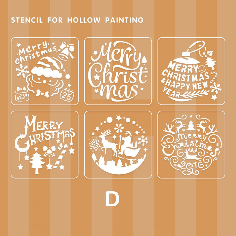 Christmas Theme Reusable Painting Stencils 6pcs