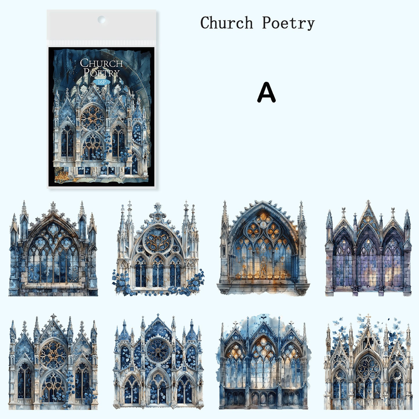 Church Window Stickers 16pcs