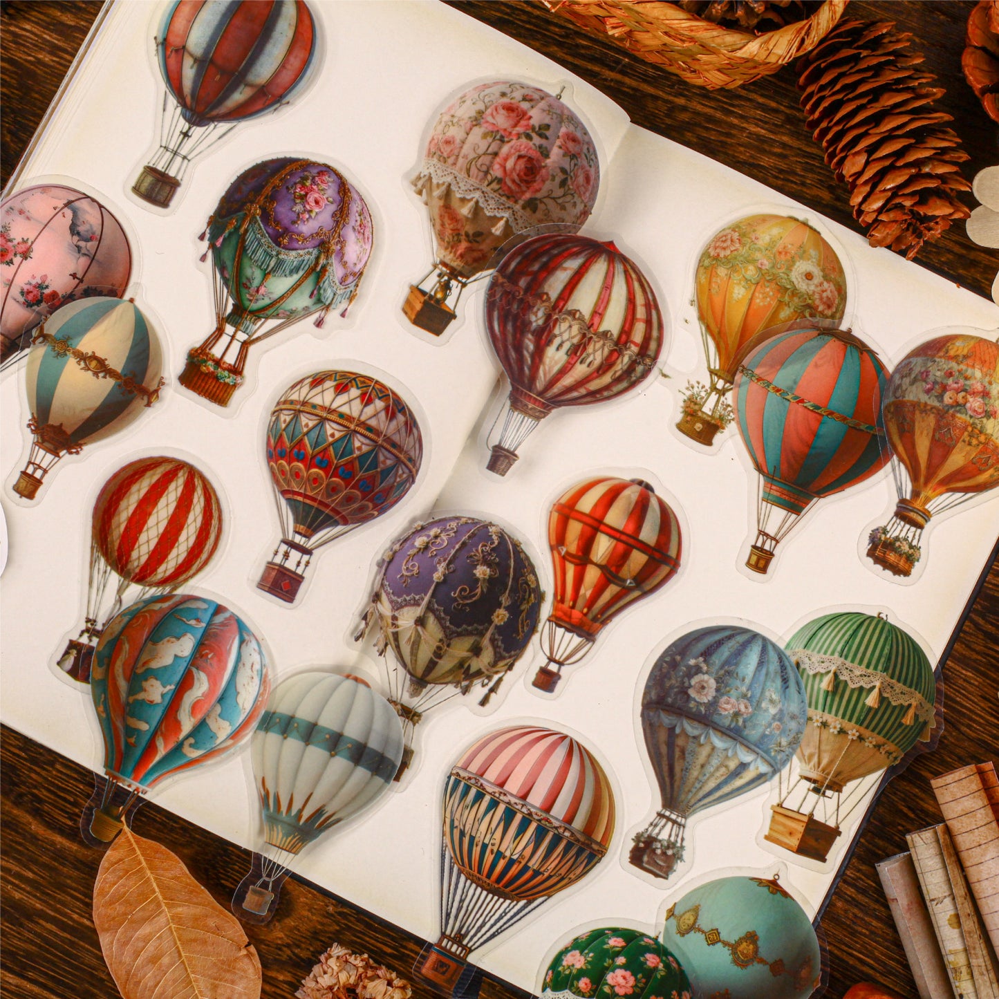 Clear Sky Hot Hot Air Balloon Sticker 20pcs