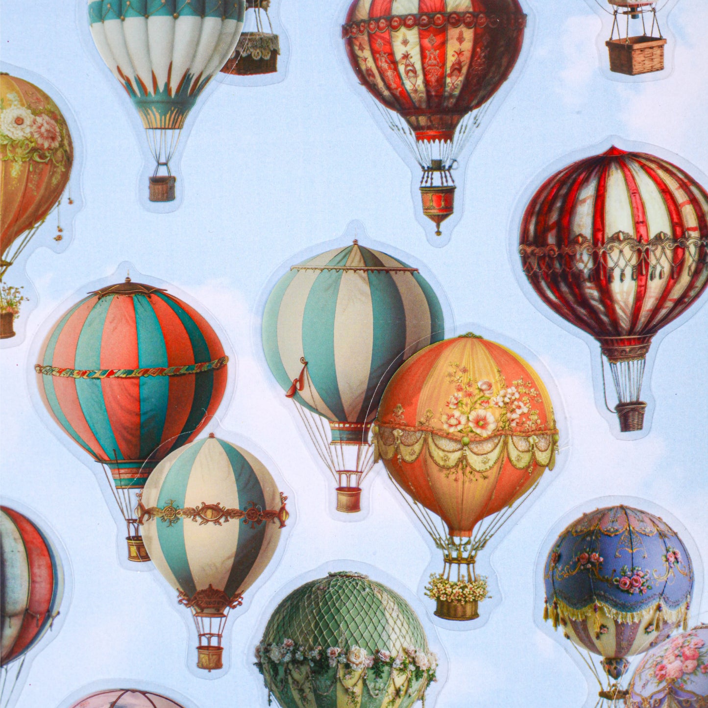 Clear Sky Hot Hot Air Balloon Sticker 20pcs