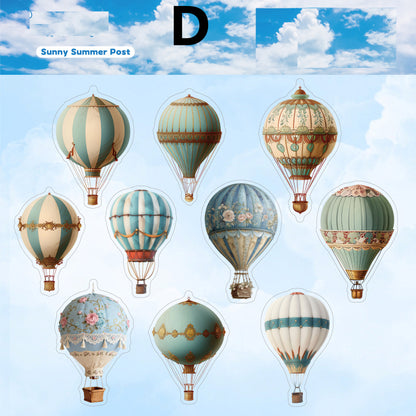 Clear Sky Hot Hot Air Balloon Sticker 20pcs