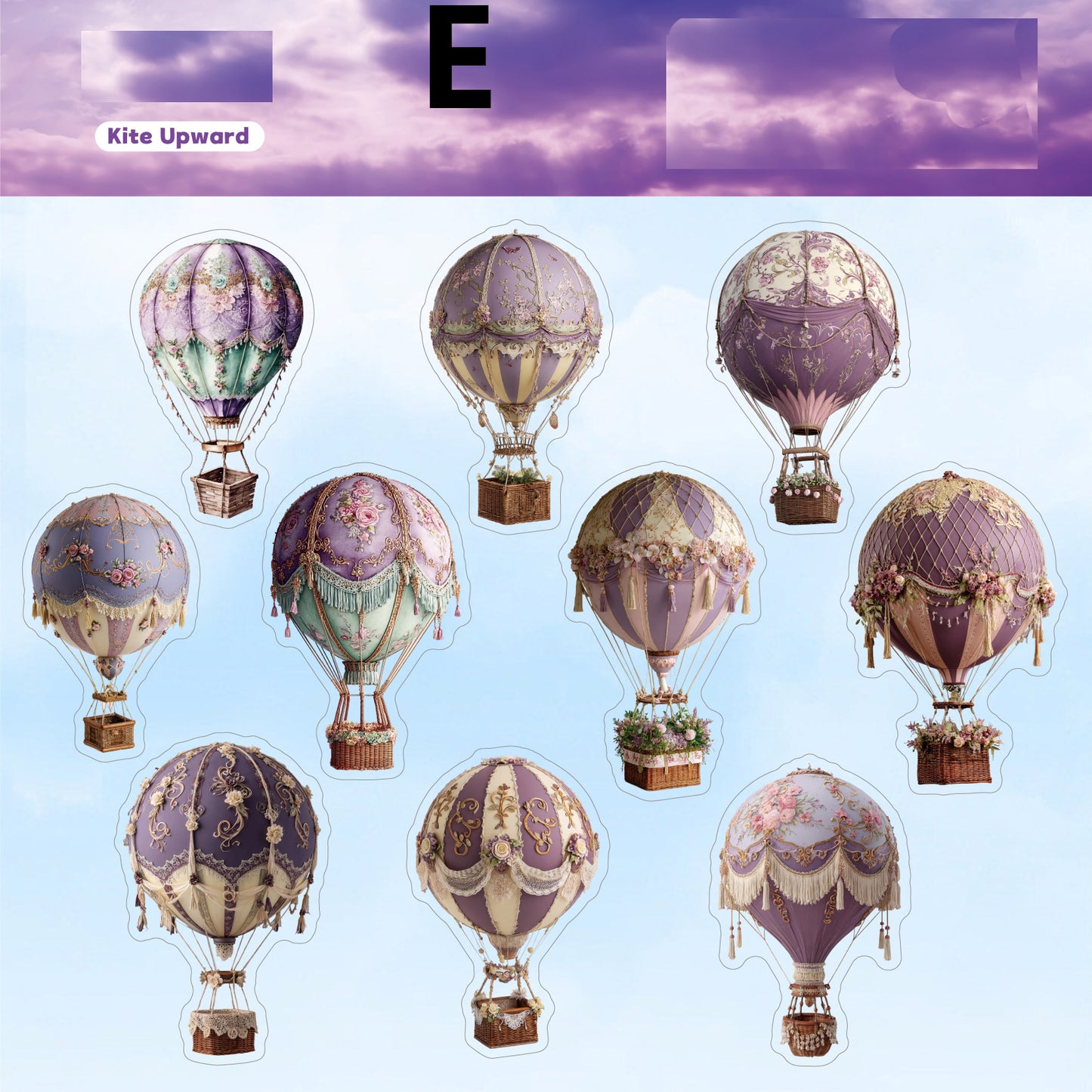 Clear Sky Hot Hot Air Balloon Sticker 20pcs