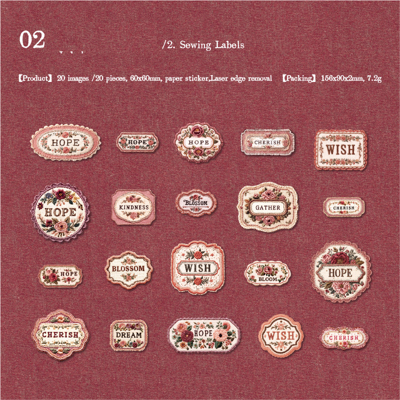 Collection Cloth Tags Stickers 20pcs