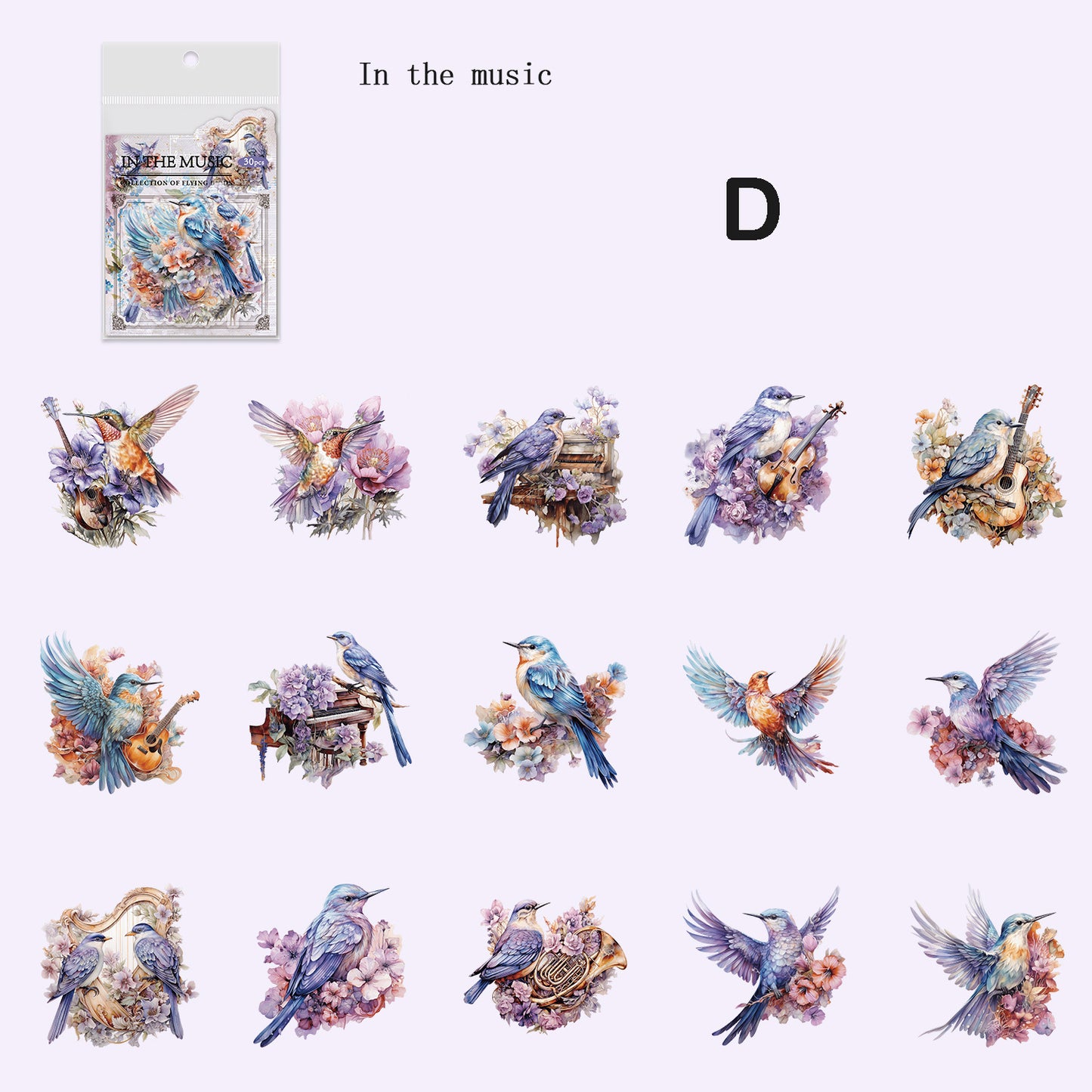 Collection of Flying Birds Stickers 30pcs