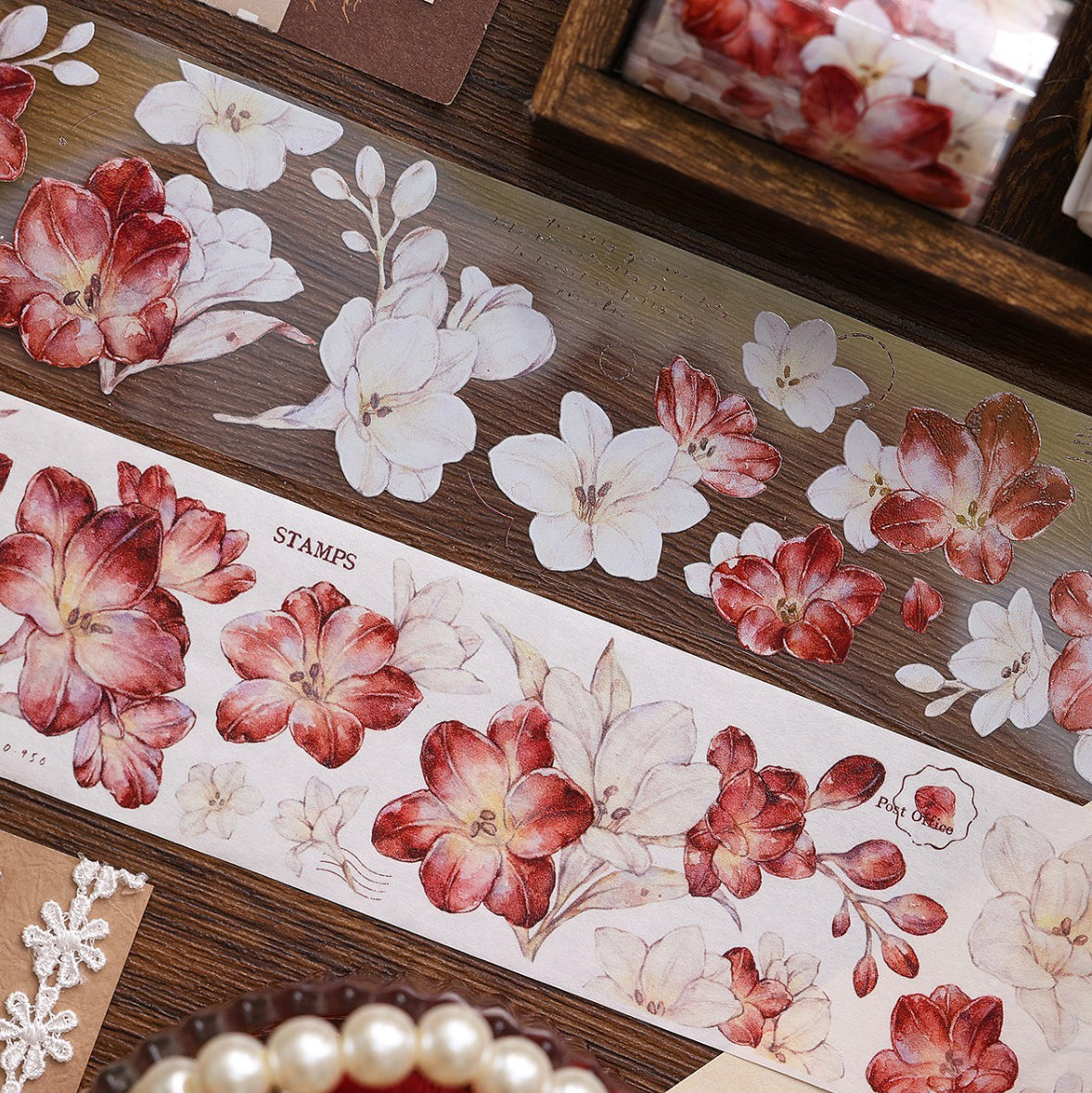 5cm*100cm Crimson Flower Tape