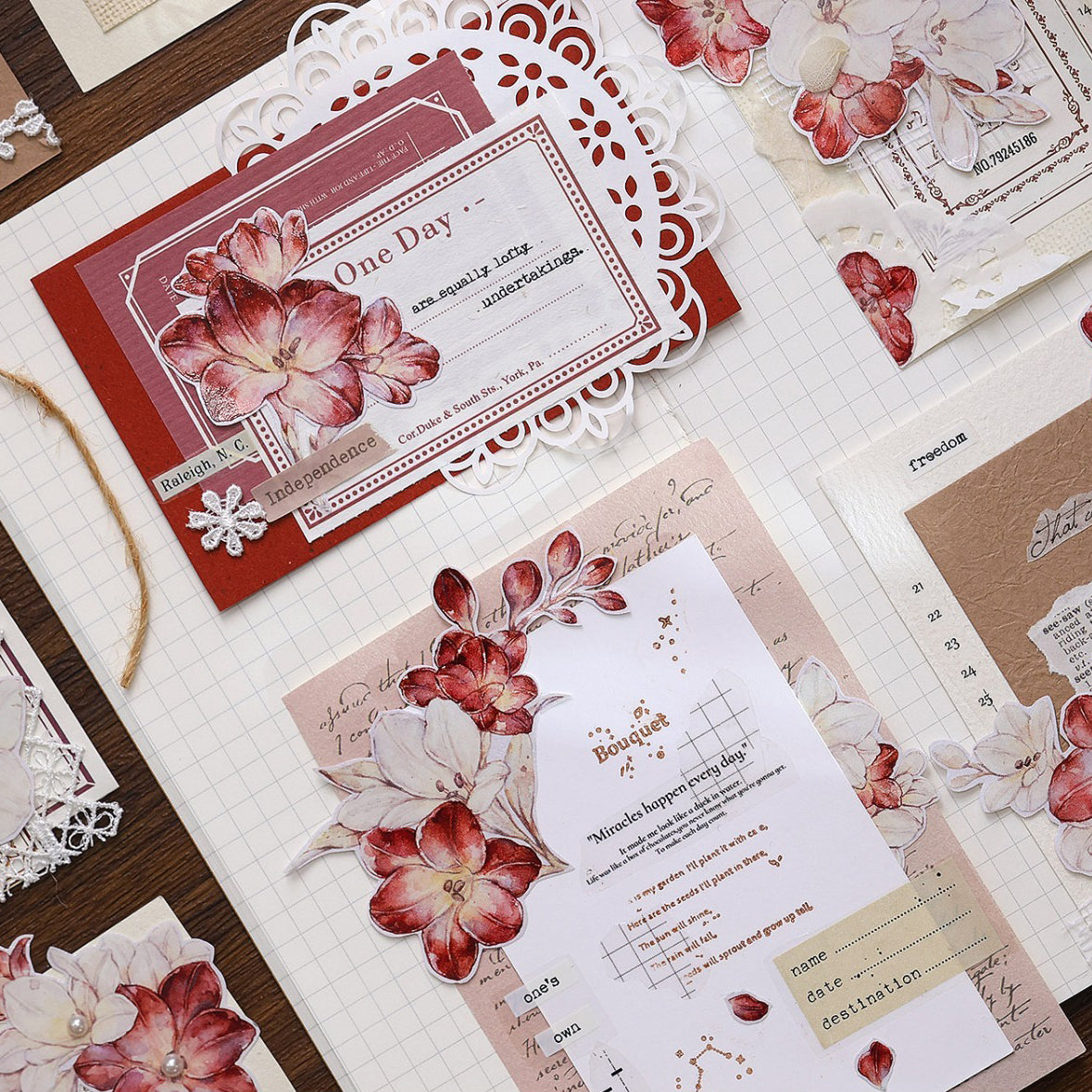 5cm*100cm Crimson Flower Tape