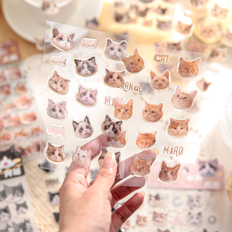 Cute Cat Head Stickers 3pcs