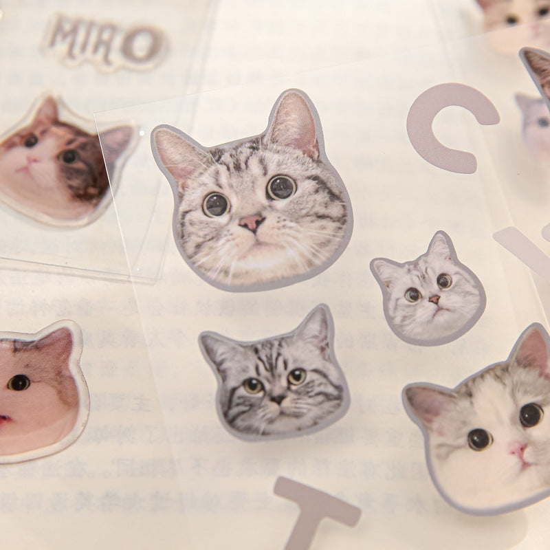 Cute Cat Head Stickers 3pcs