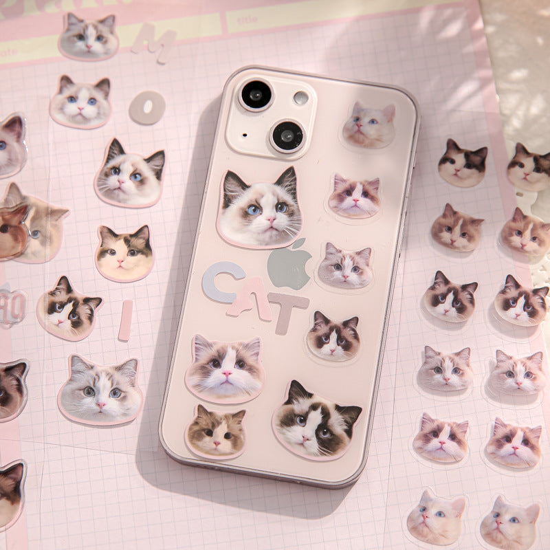 Cute Cat Head Stickers 3pcs