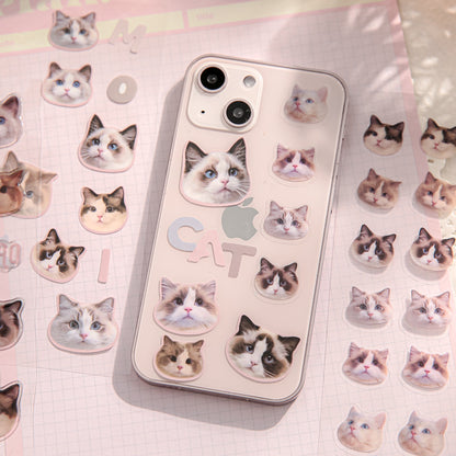 Cute Cat Head Stickers 3pcs