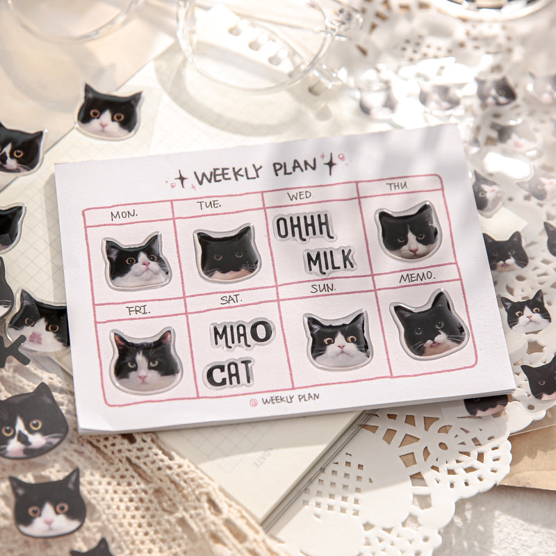 Cute Cat Head Stickers 3pcs