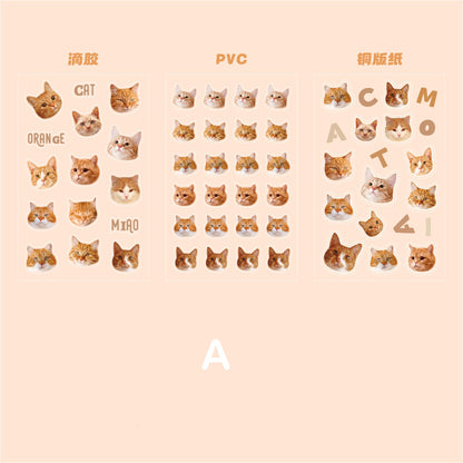 Cute Cat Head Stickers 3pcs