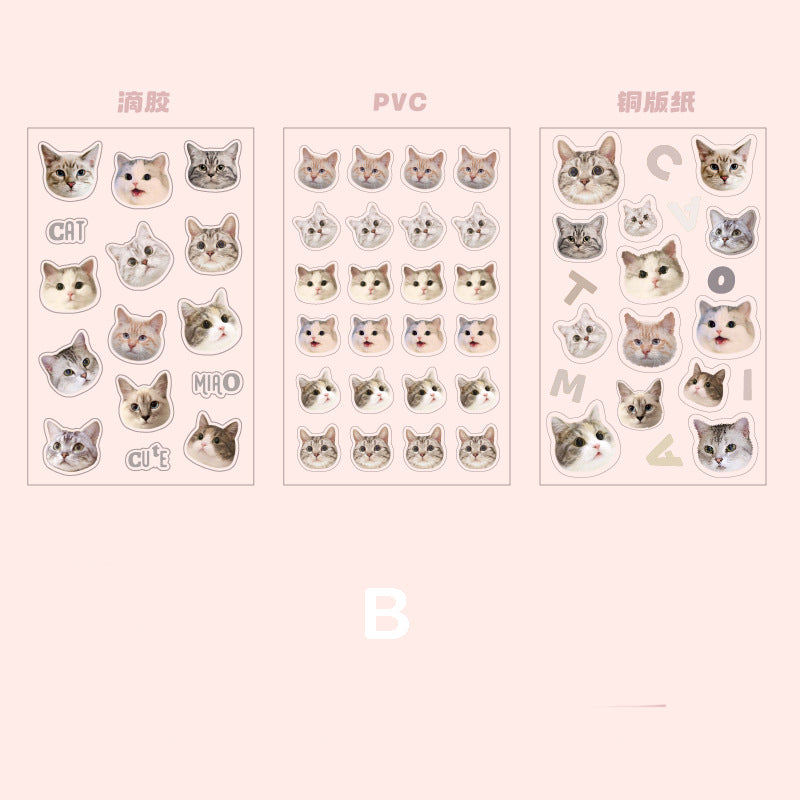 Cute Cat Head Stickers 3pcs