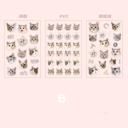 Cute Cat Head Stickers 3pcs