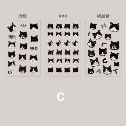 Cute Cat Head Stickers 3pcs