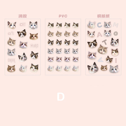 Cute Cat Head Stickers 3pcs