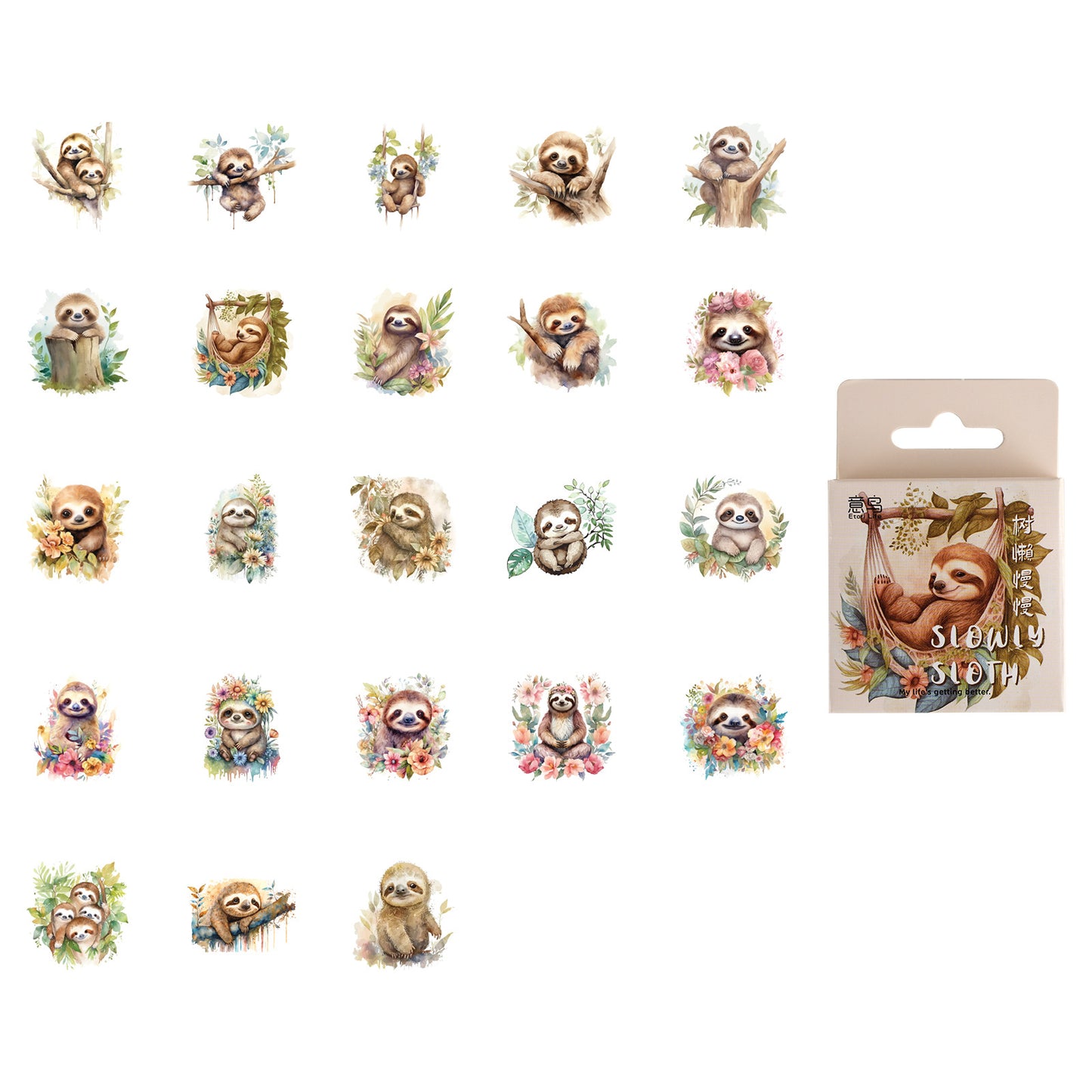 Cute Sloth Stickers 46pcs