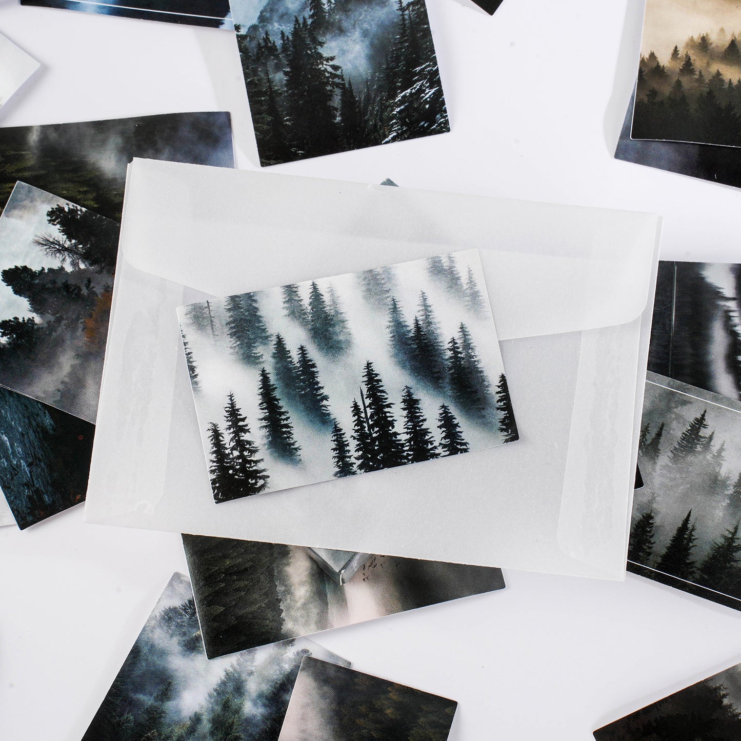 Dark Green Forest Stickers 30pcs