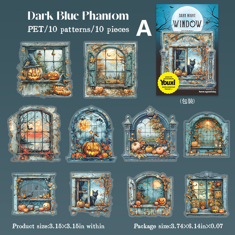 Dark Night Window Shadow Sticker 10pcs
