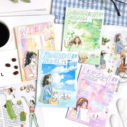 Delicate Girl Die-cut Sticker Book 20pcs