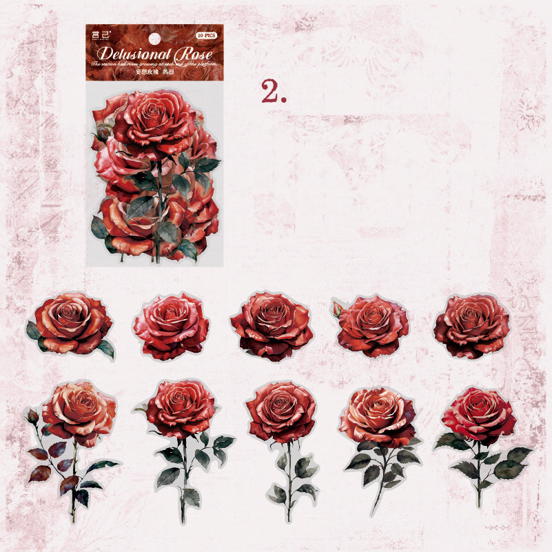 Delusional Rose Sticker 10pcs