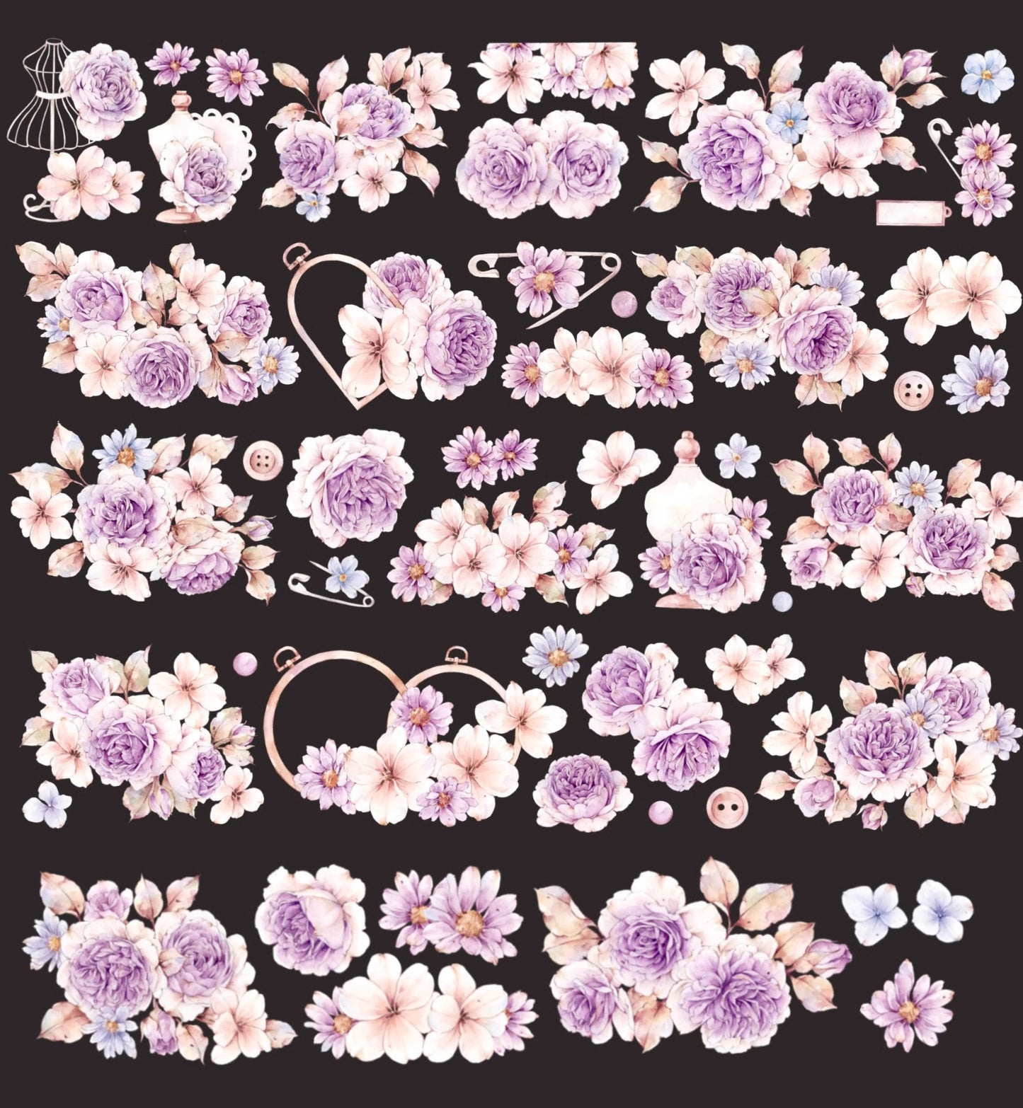 6cm*150cm Evening Mountain Purple Rose PET Washi Tape