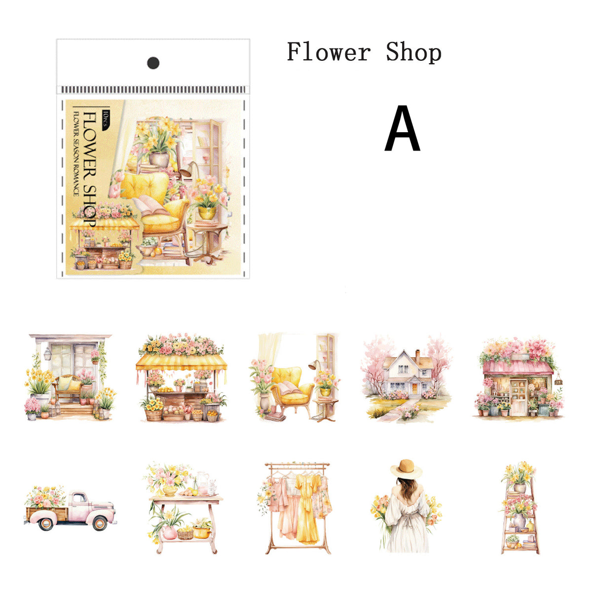Flower Season Romance Sticker 10pcs