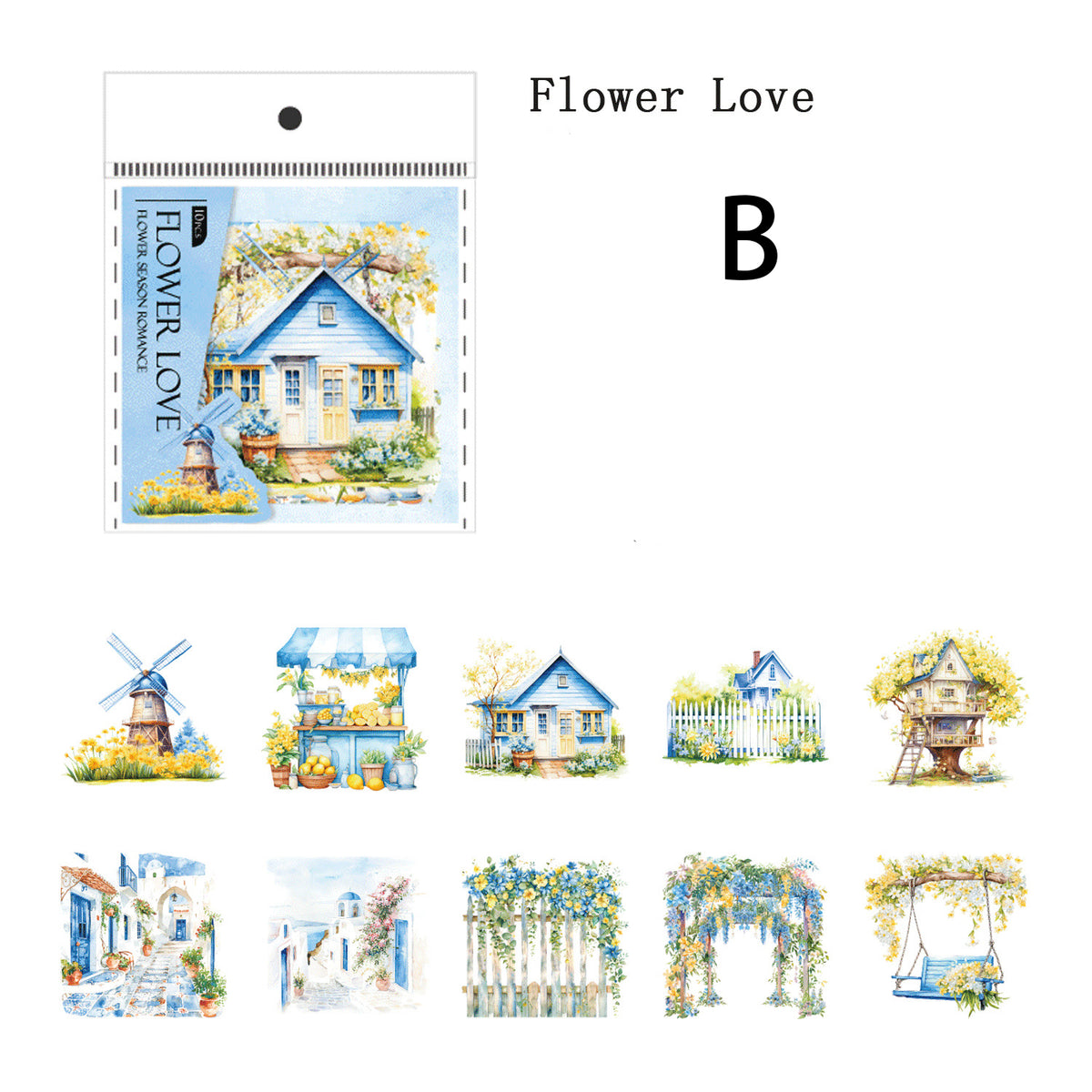 Flower Season Romance Sticker 10pcs