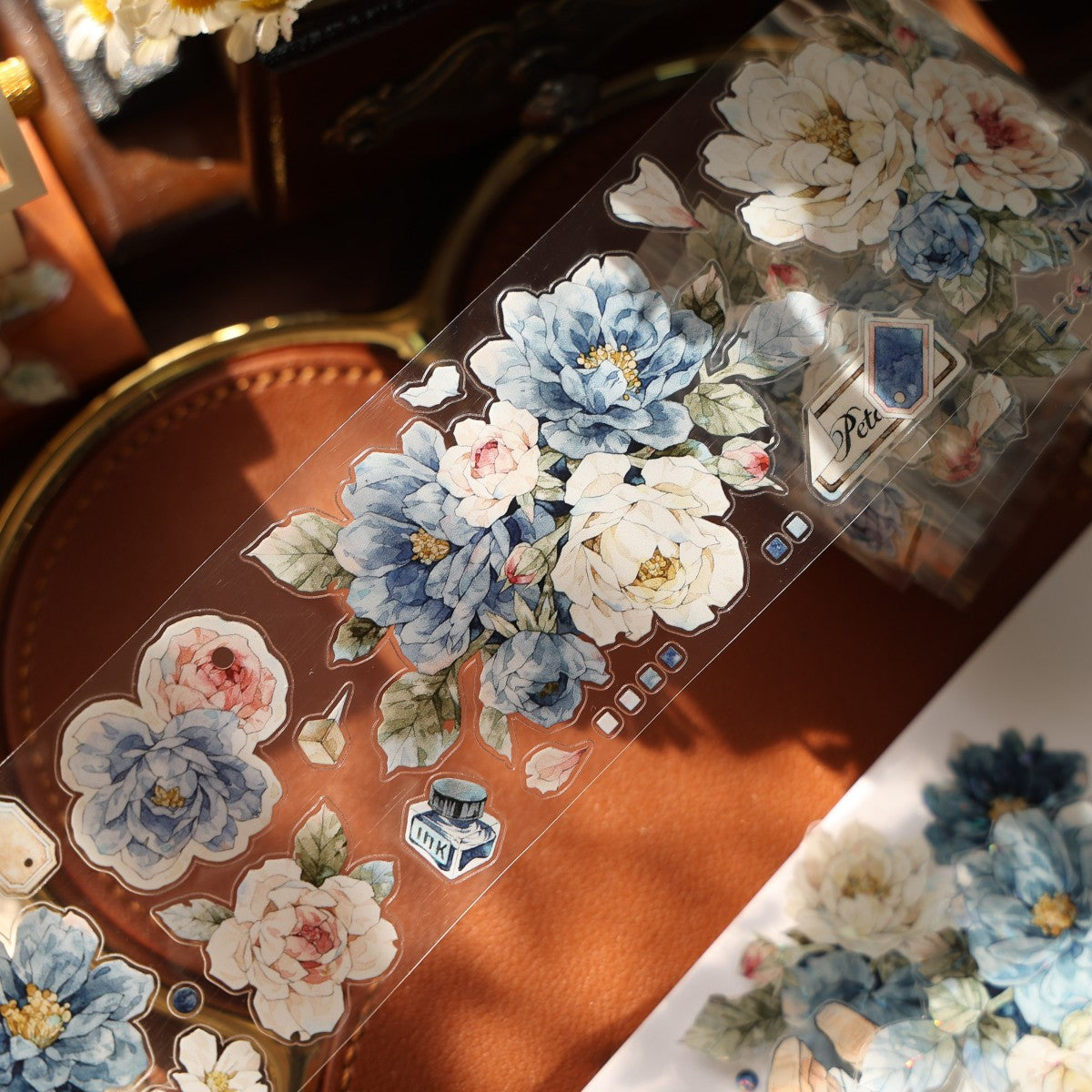 5.5cm*100cm Die-cutting Fantasy Blue Flower Tape