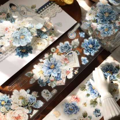5.5cm*100cm Die-cutting Fantasy Blue Flower Tape