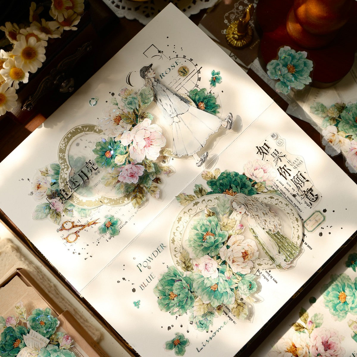 5.5cm*100cm Die-cutting Fantasy Green Flower Tape