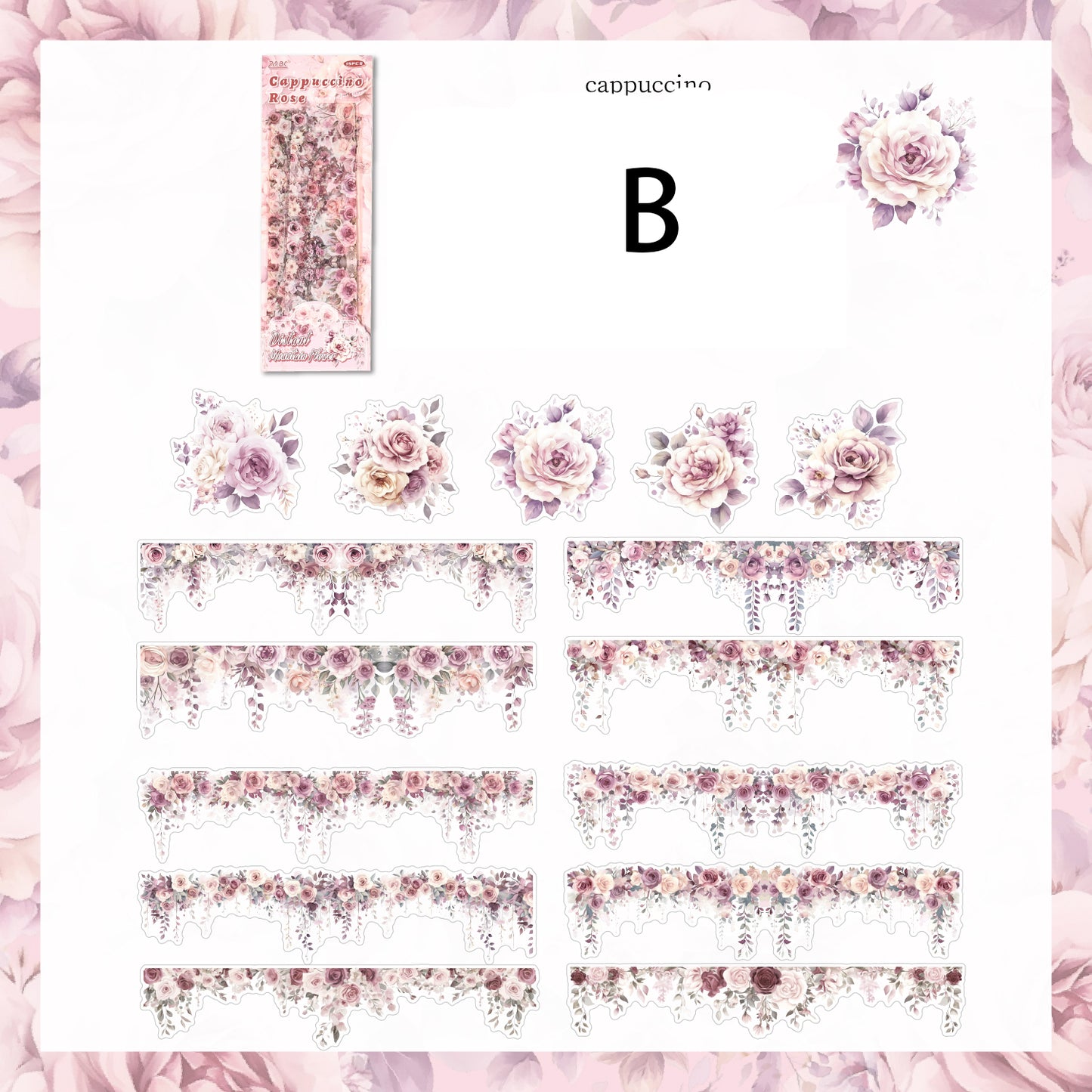 Far Mounrain Flowers Sticker 15pcs