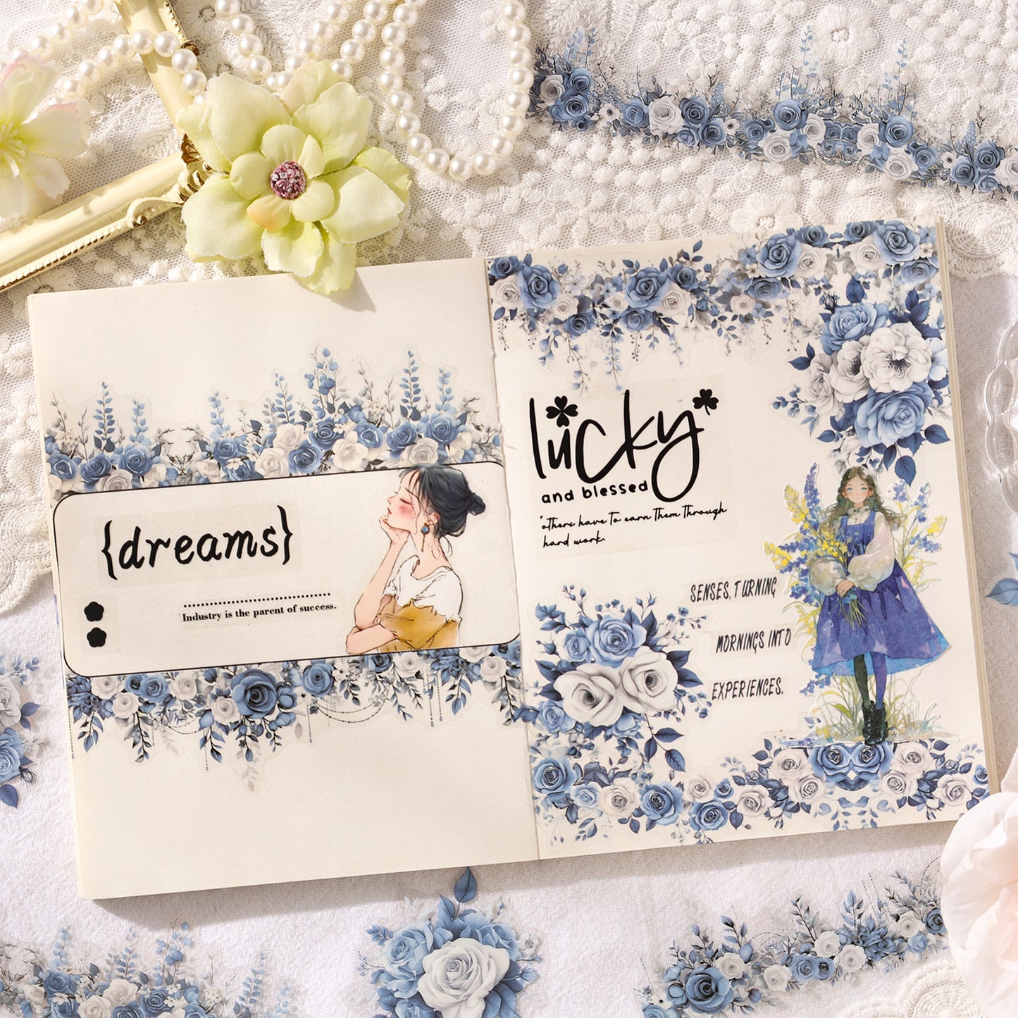 Far Mounrain Flowers Sticker 15pcs