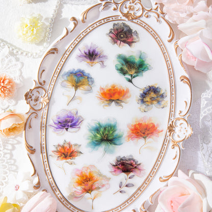 Floating Flower Draw Contours Sticker 15pcs