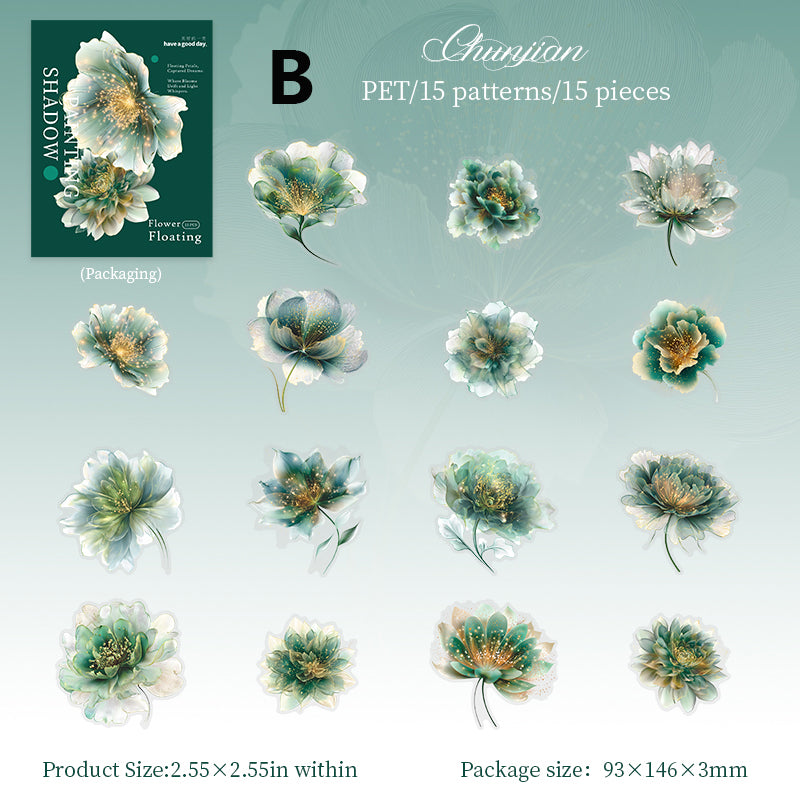 Floating Flower Draw Contours Sticker 15pcs
