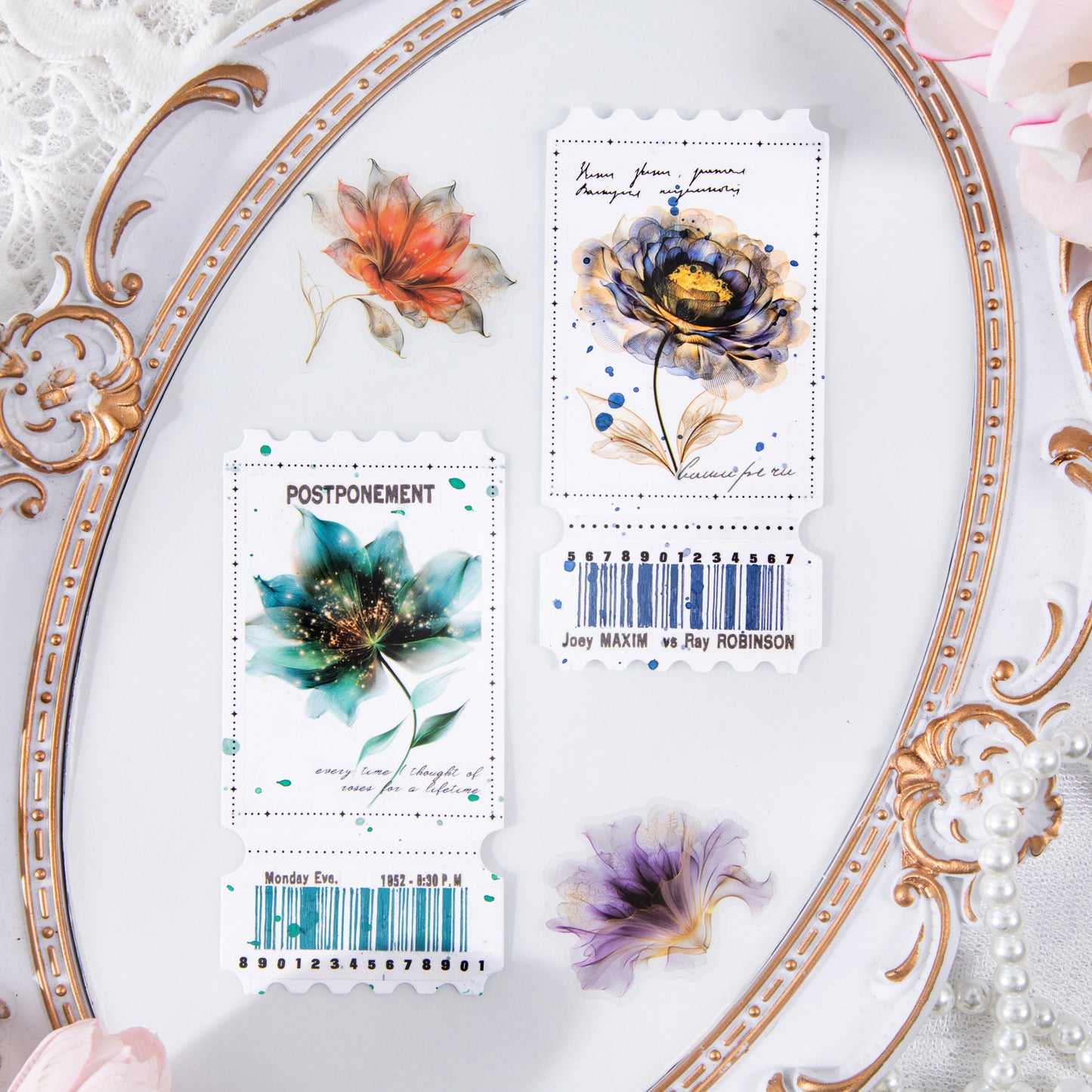 Floating Flower Draw Contours Sticker 15pcs