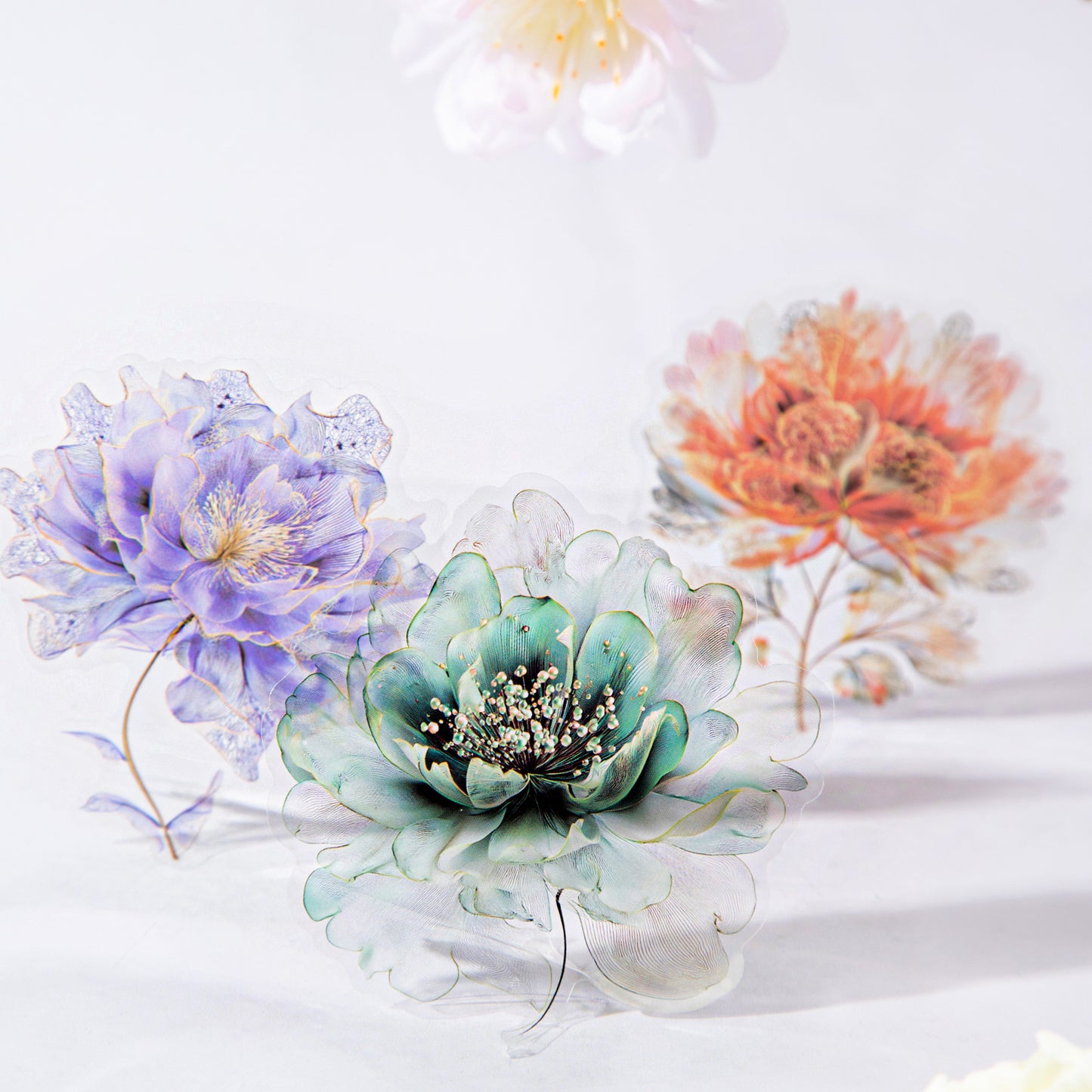 Floating Flower Draw Contours Sticker 15pcs