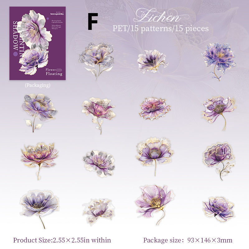 Floating Flower Draw Contours Sticker 15pcs