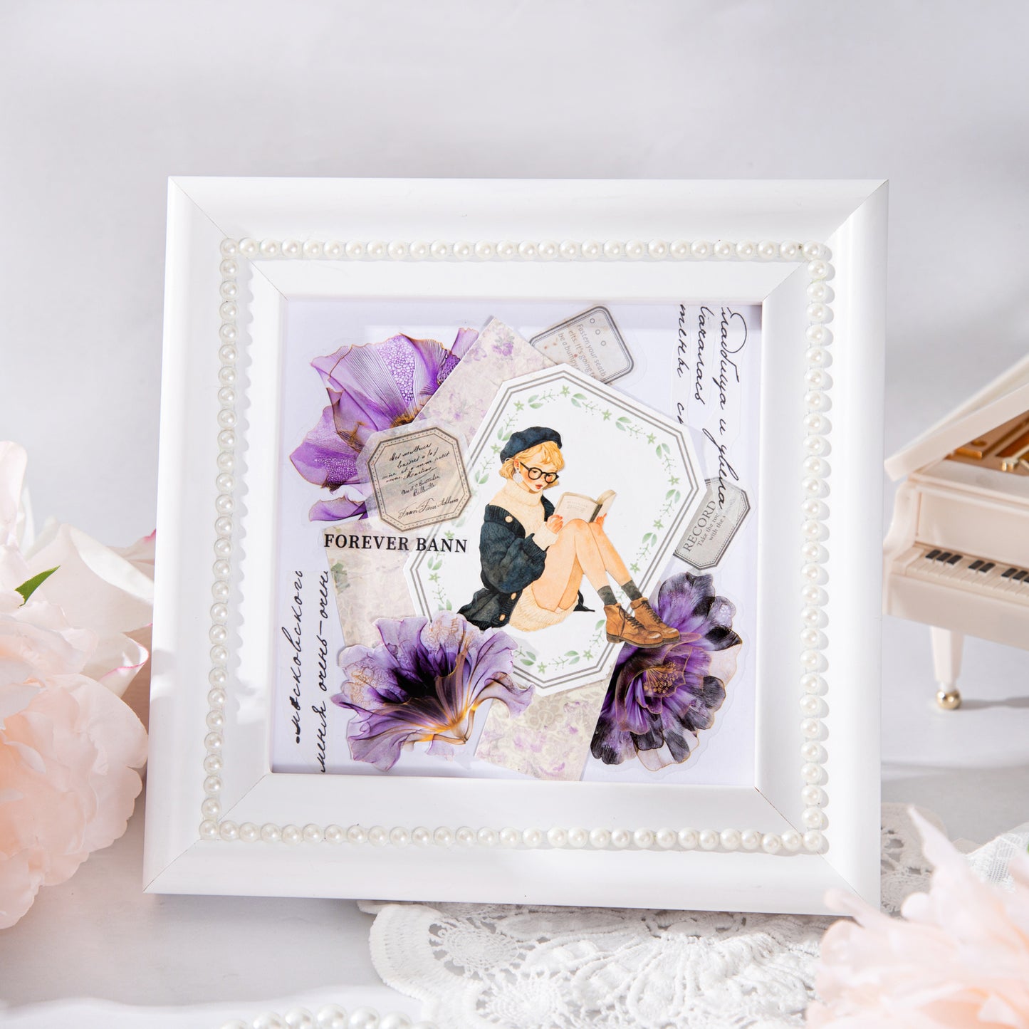 Floating Flower Draw Contours Sticker 15pcs